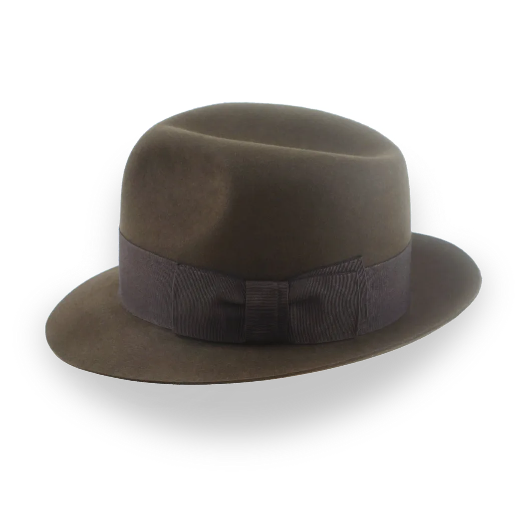 Dark Olive Mens Trilby Hat in Premium Beaver Felt | The Odyssey - Agnoulita Hats 2 