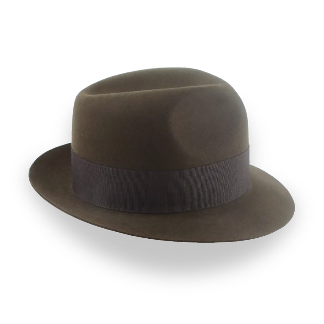 Dark Olive Mens Trilby Hat in Premium Beaver Felt | The Odyssey - Agnoulita Hats 5 