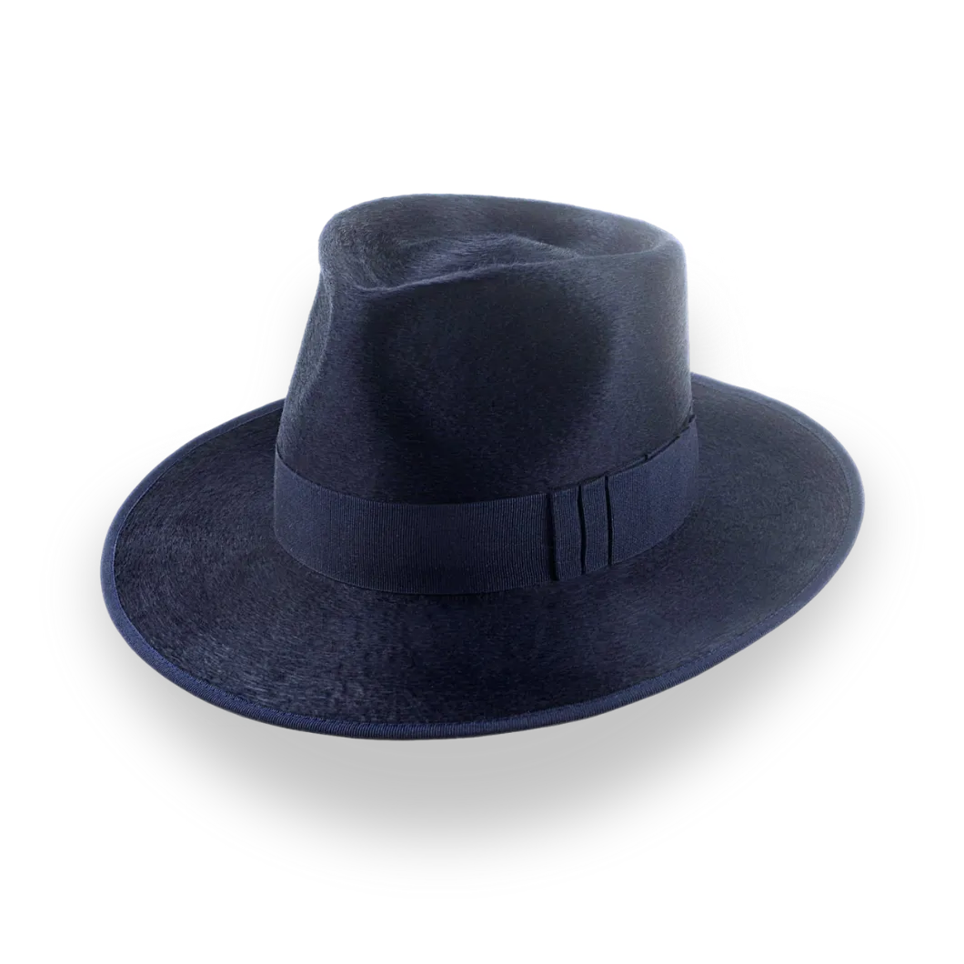 Denim Blue Luxurious Silk Finish Fedora for Men | The Zephyr - Agnoulita Hats 1 