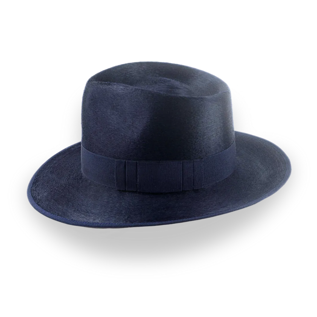 Denim Blue Luxurious Silk Finish Fedora for Men | The Zephyr - Agnoulita Hats 2 
