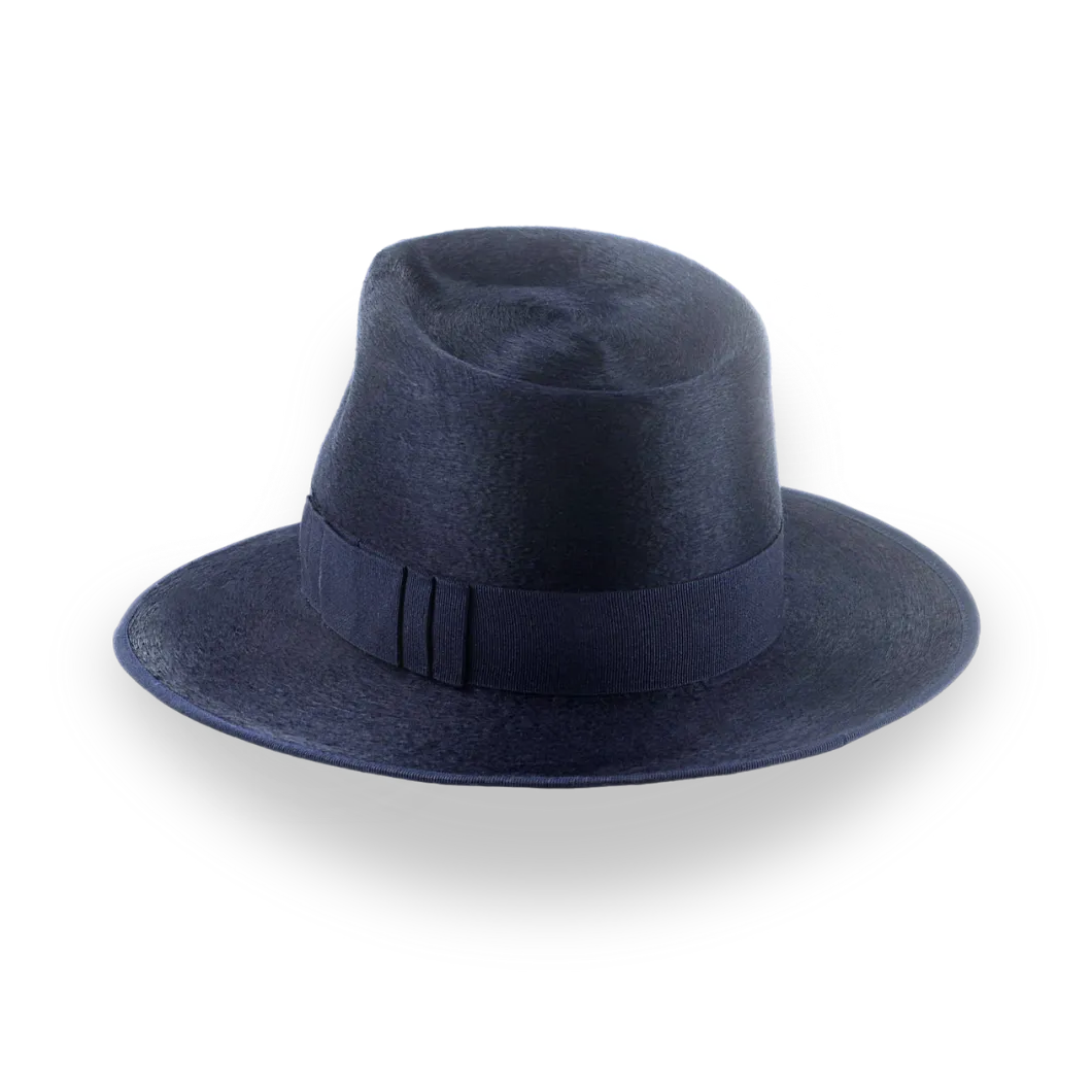 Denim Blue Luxurious Silk Finish Fedora for Men | The Zephyr - Agnoulita Hats 3 