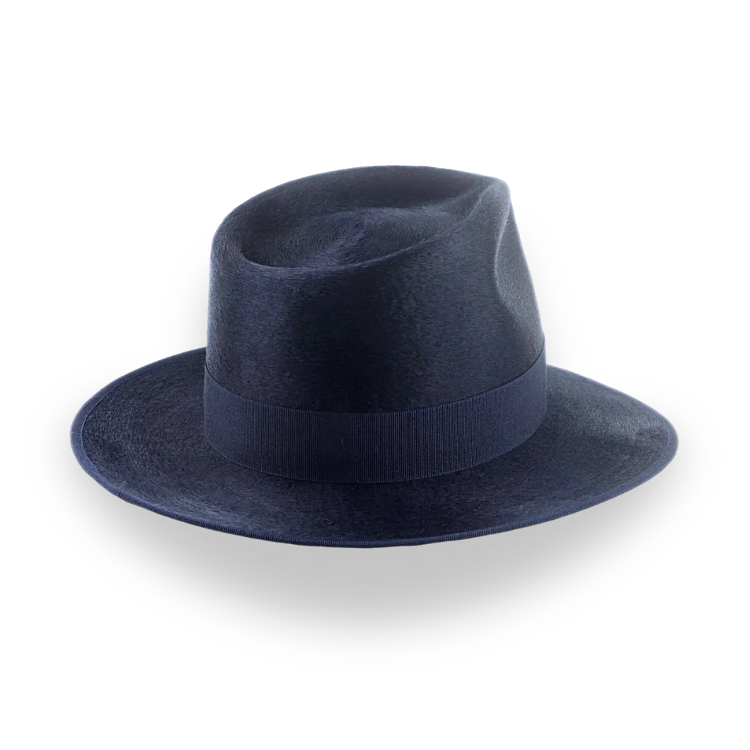 Denim Blue Luxurious Silk Finish Fedora for Men | The Zephyr - Agnoulita Hats 4 