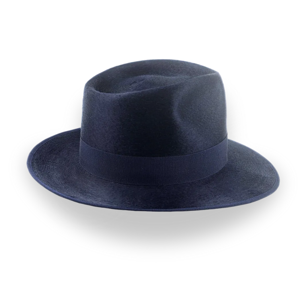 Denim Blue Luxurious Silk Finish Fedora for Men | The Zephyr - Agnoulita Hats 5 