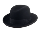 The SIGNATURE | Agnoulita Custom Handmade Hats Agnoulita Hats 1 | Black, Homburg Fedora, Rabbit fur felt, Single-crease