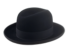 The SIGNATURE | Agnoulita Custom Handmade Hats Agnoulita Hats 4 | Black, Homburg Fedora, Rabbit fur felt, Single-crease