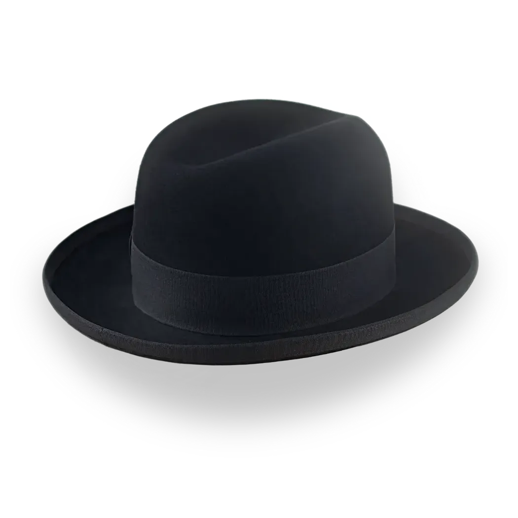 Elegant Black Fur Felt Homburg Hat for Men | The Signature - Agnoulita Hats 4 