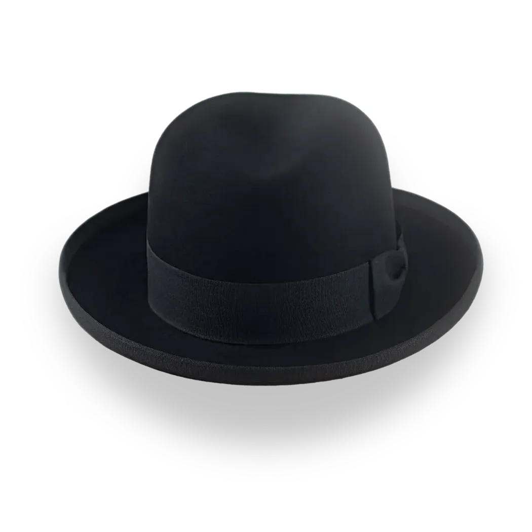 Elegant Black Fur Felt Homburg Hat for Men | The Signature - Agnoulita Hats 6 