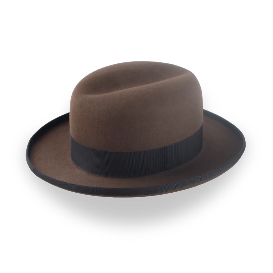 Elegant Brown Beaver Fur Felt Homburg Hat for Men | The Signature - Agnoulita Hats 3 