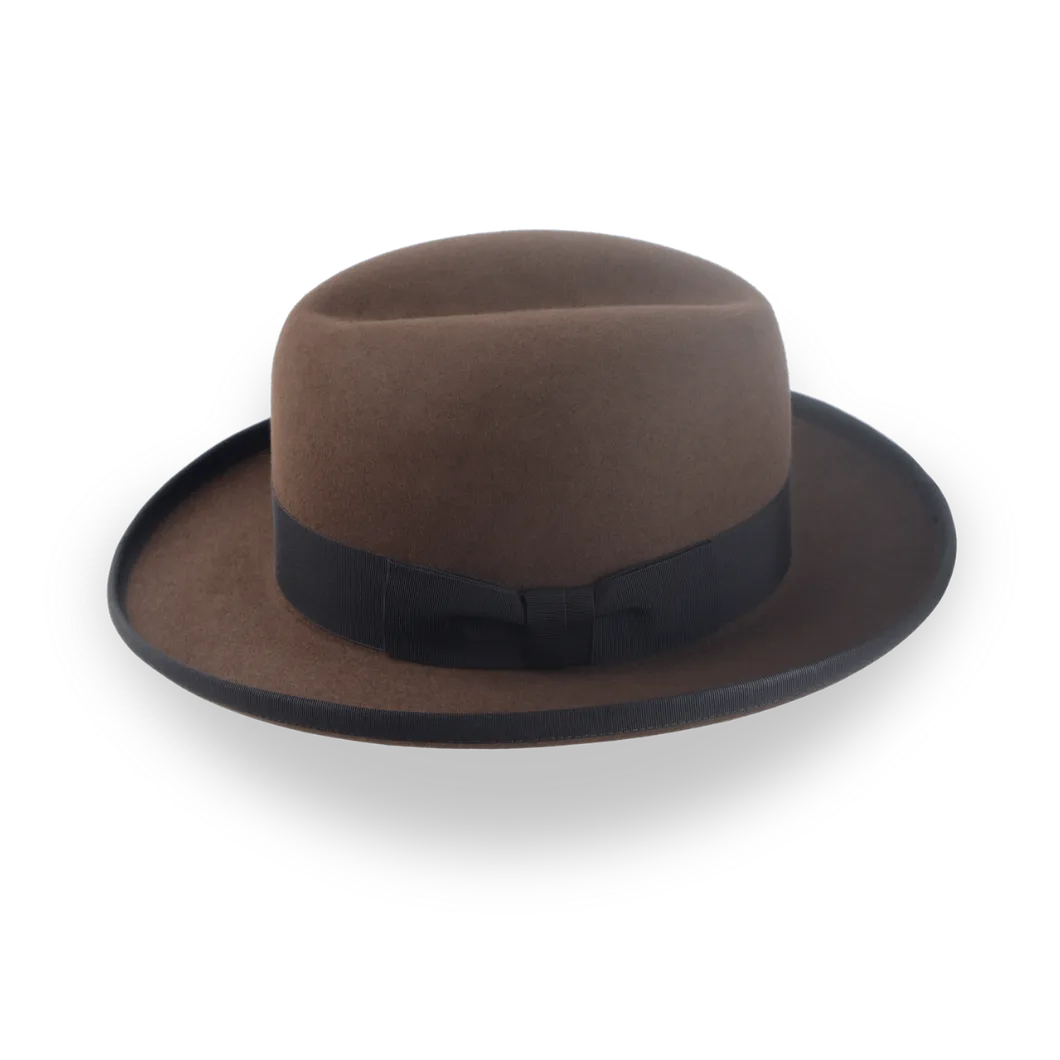 Elegant Brown Beaver Fur Felt Homburg Hat for Men | The Signature - Agnoulita Hats 6 