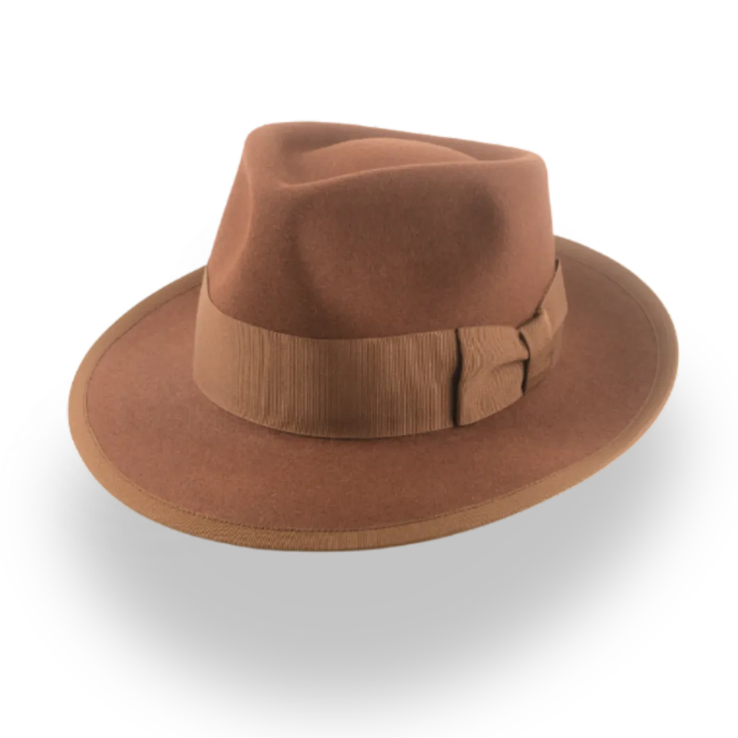 Elegant Brown Men's Fedora Hat with Teardrop Crown | The Knight - Agnoulita Hats 1 