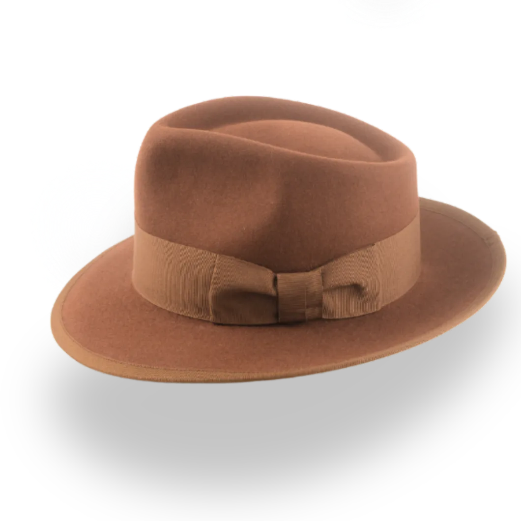 Elegant Brown Men's Fedora Hat with Teardrop Crown | The Knight - Agnoulita Hats 2 