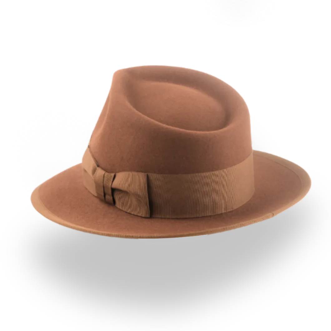 Elegant Brown Men's Fedora Hat with Teardrop Crown | The Knight - Agnoulita Hats 3 