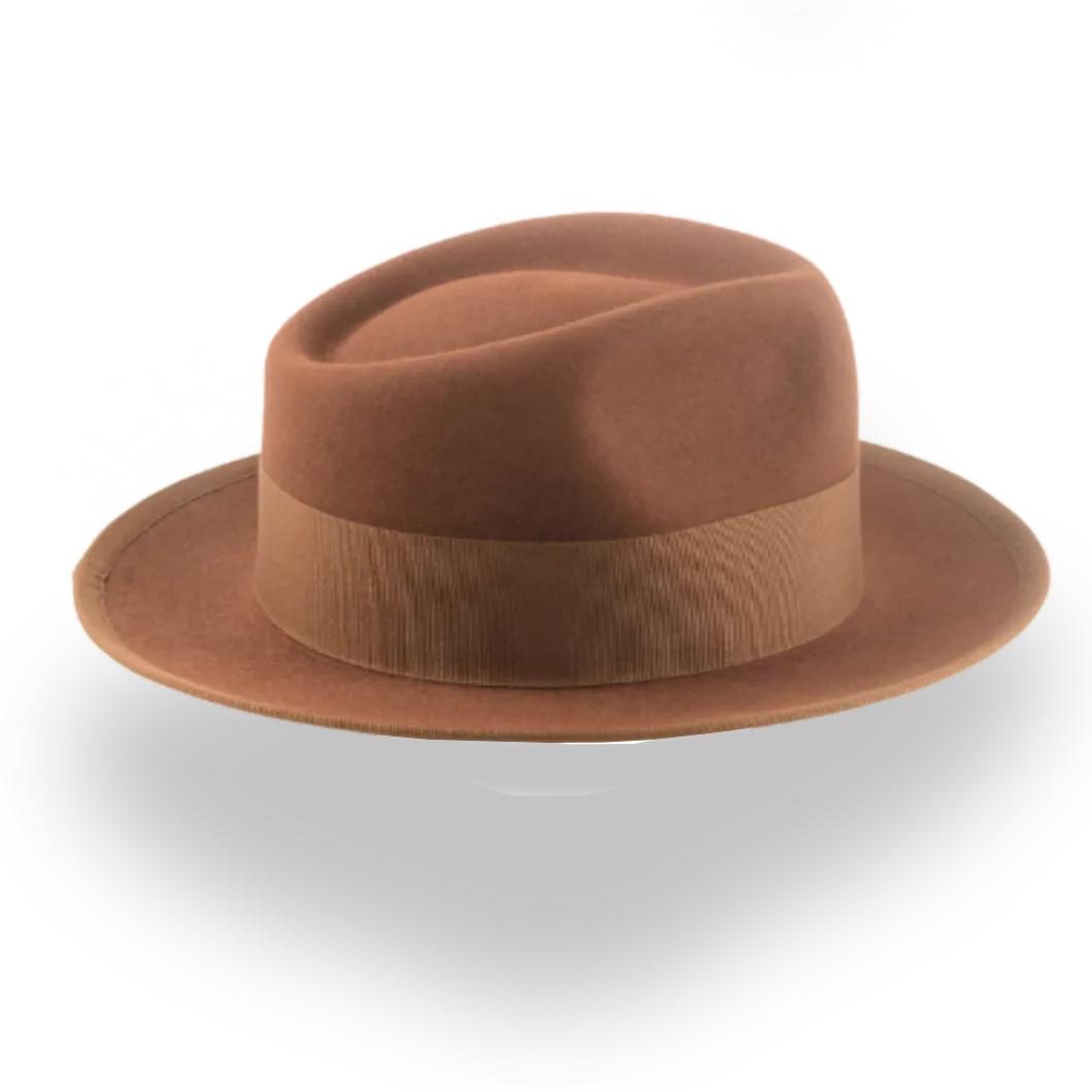 Elegant Brown Men's Fedora Hat with Teardrop Crown | The Knight - Agnoulita Hats 5 
