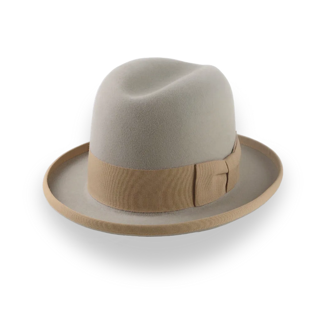 Elegant Homburg Hat For Men in Castor Beige Fur Felt | The Mage - Agnoulita Hats 1 