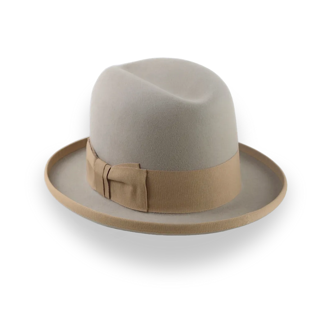 Elegant Homburg Hat For Men in Castor Beige Fur Felt | The Mage - Agnoulita Hats 4 