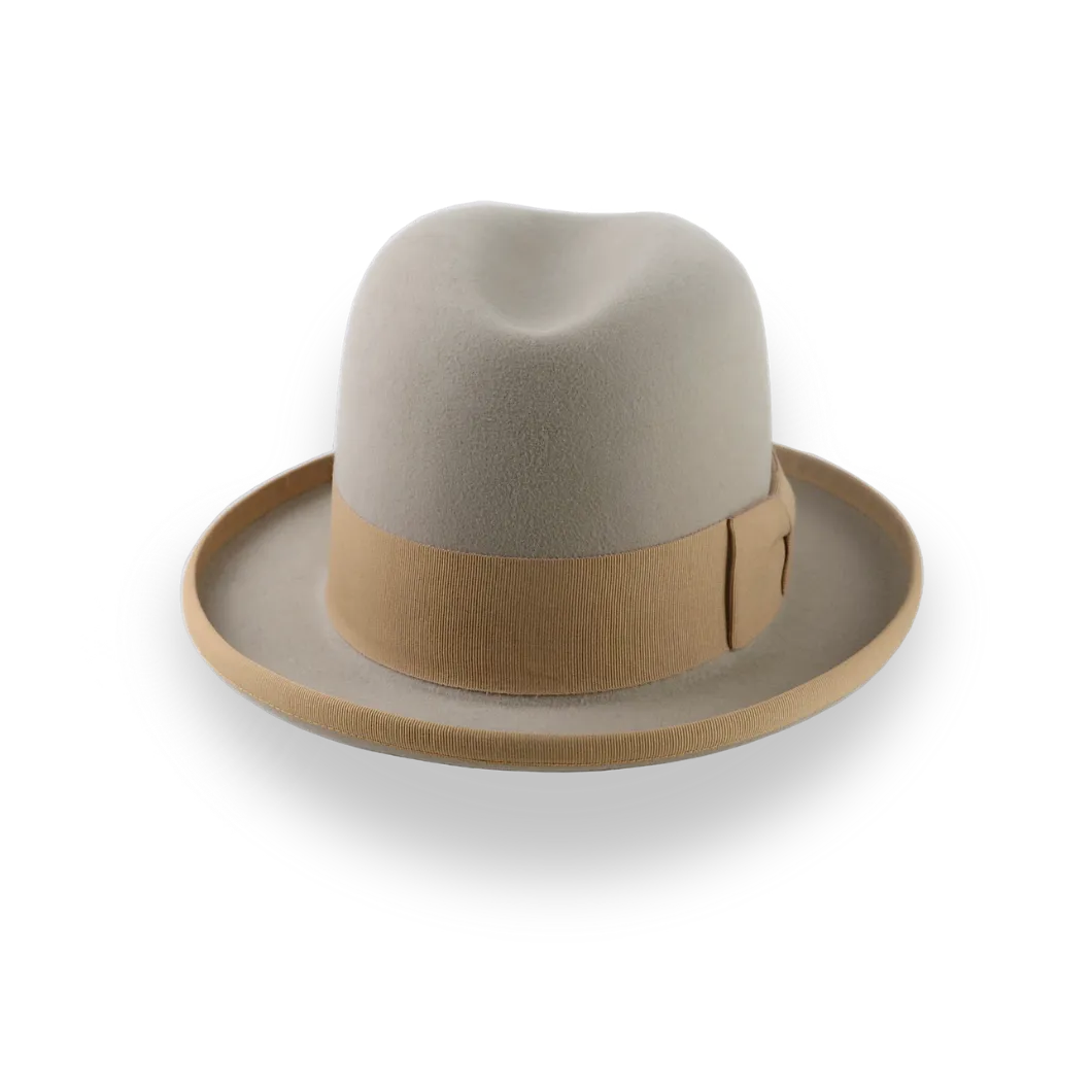 Elegant Homburg Hat For Men in Castor Beige Fur Felt | The Mage - Agnoulita Hats 6 
