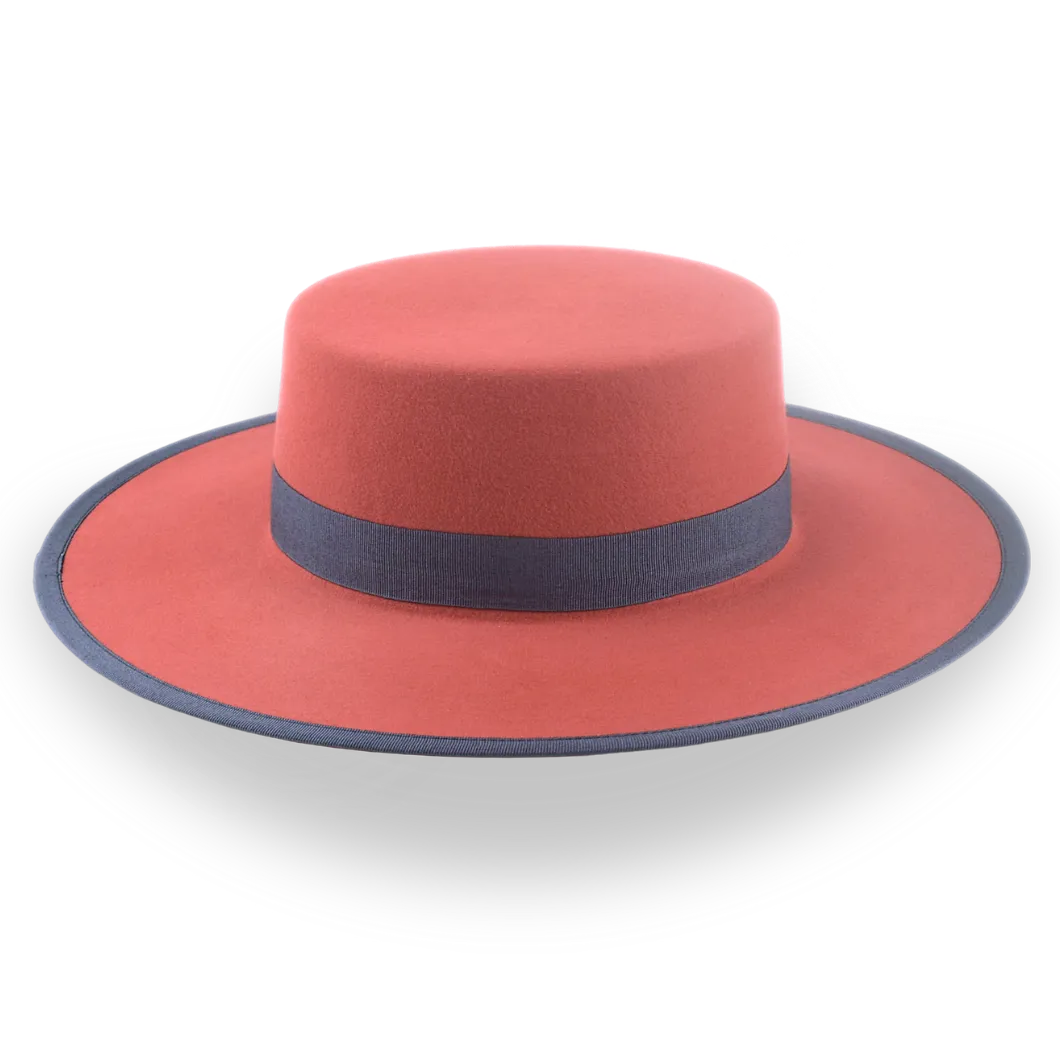 Fire Red Western Flat Crown Hat in Stylish Fur Felt | The Tower - Agnoulita Hats 5 