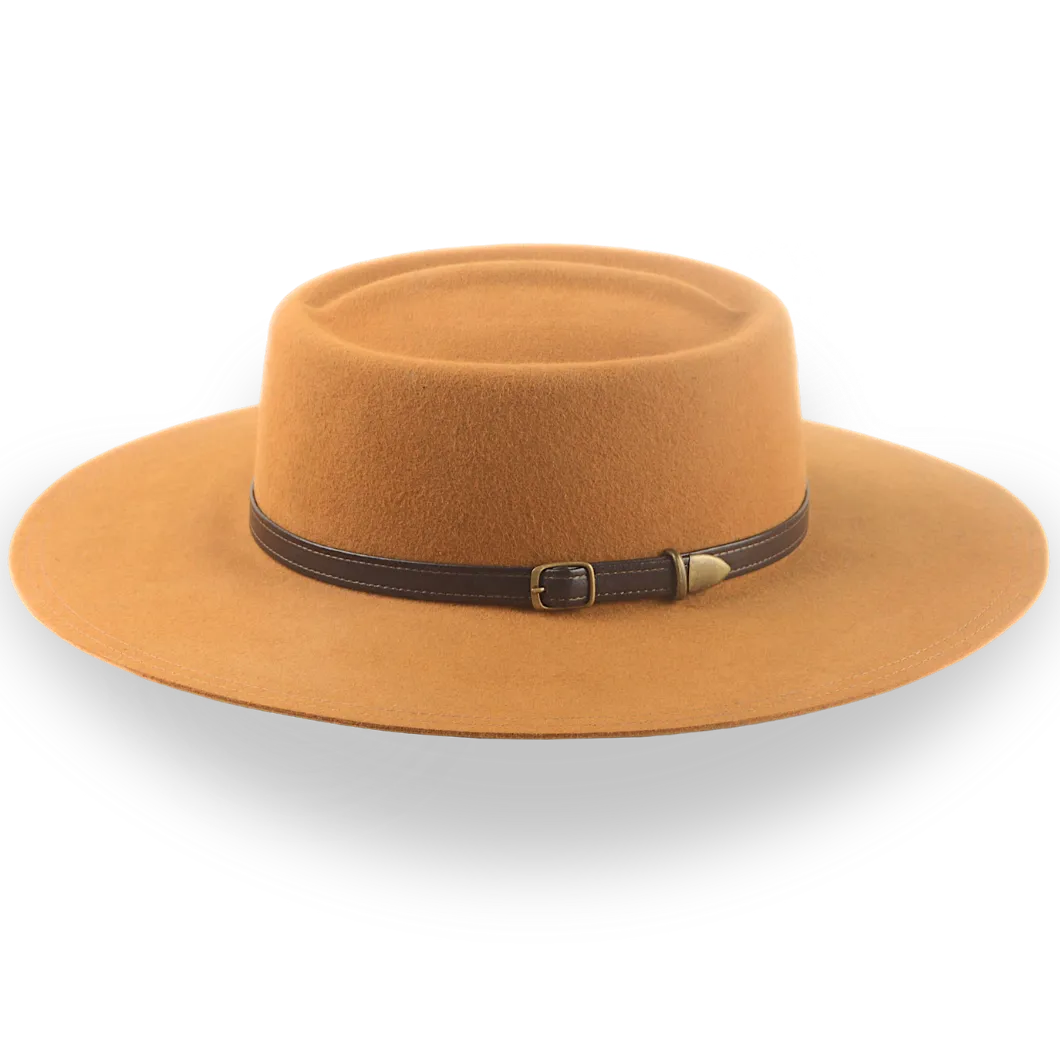 Flat Brim Gambler Cowboy Hat in Ginger Fur Felt | The Gambler - Agnoulita Hats 2 