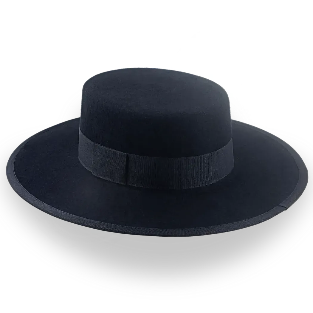 Flat Crown Western Cowboy Hat in Black Wool Felt | The Bolero - Agnoulita Hats 3 