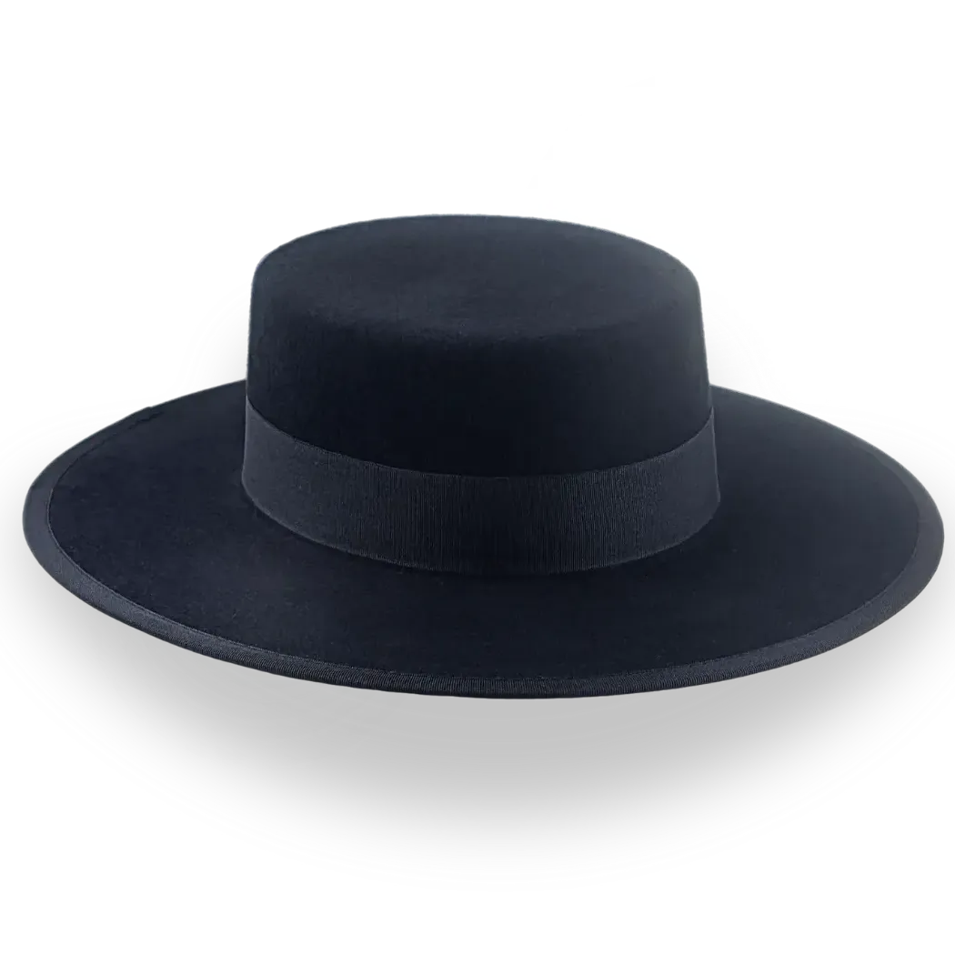 Flat Crown Western Cowboy Hat in Black Wool Felt | The Bolero - Agnoulita Hats 6 