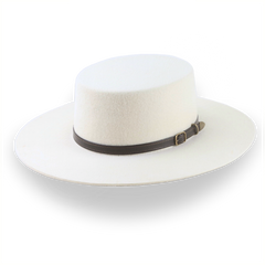 Sombrero Bolero Crown Plana Ala Ancha De Fieltro De Lana Marfil | The Galloper