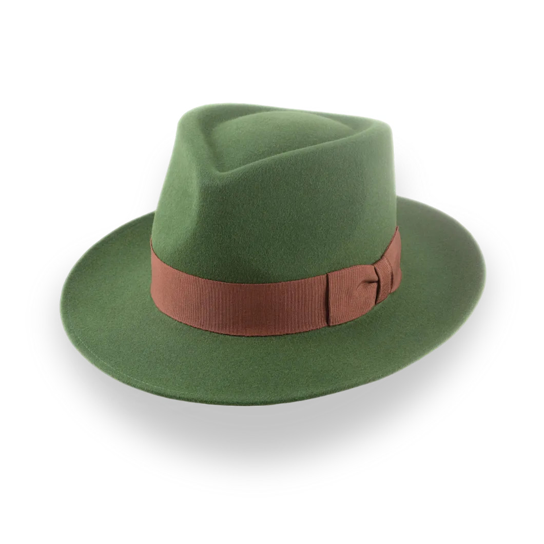 Forest Green Snap Brim Fedora in Stylish Fur Felt | The Sovereign - Agnoulita Hats 1 