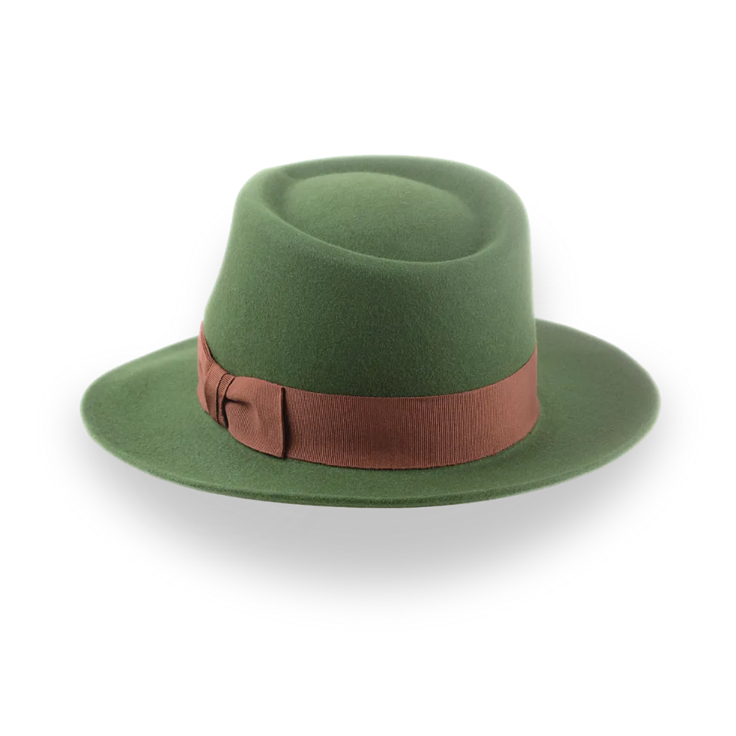 Forest Green Snap Brim Fedora in Stylish Fur Felt | The Sovereign - Agnoulita Hats 3 