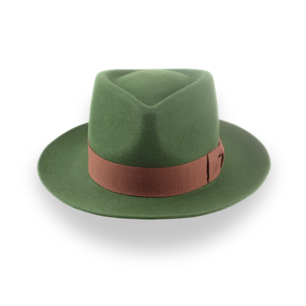 Forest Green Snap Brim Fedora in Stylish Fur Felt | The Sovereign - Agnoulita Hats 6 