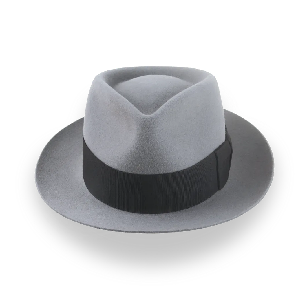 Grey 1940s Bogart Fedora Hat in Smooth Fur Felt | The Shadows - Agnoulita Hats 6 
