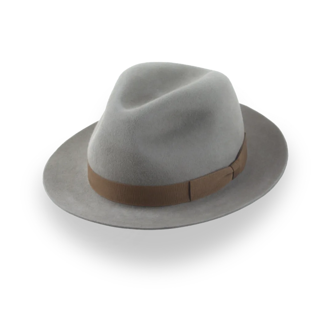 Grey Classic Center Dent Fedora Hat In Plush Fur Felt | The Icon - Agnoulita Hats 1 