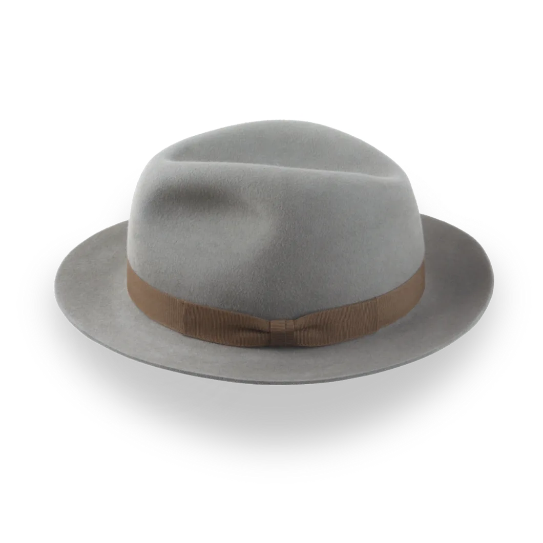 Grey Classic Center Dent Fedora Hat In Plush Fur Felt | The Icon - Agnoulita Hats 2 