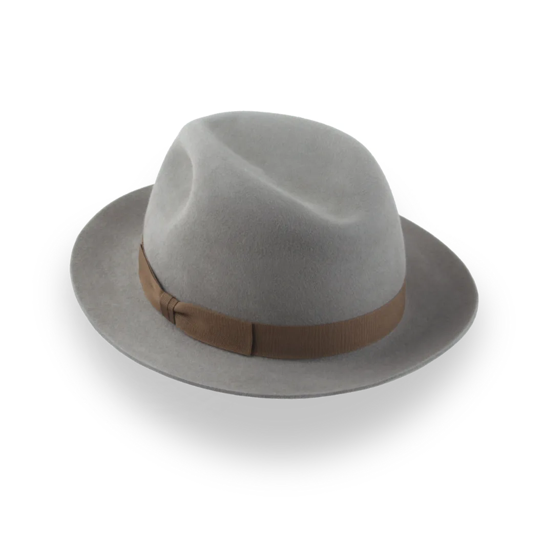 Grey Classic Center Dent Fedora Hat In Plush Fur Felt | The Icon - Agnoulita Hats 3 