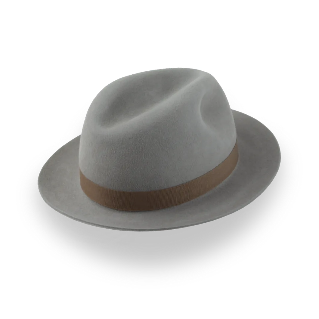 NWT Grey Felt Burned Fedora With Genuine Leather And Silver Studs Selv-Edge Stetson Grey Fur Felt Fedora – VintageHatters main image 2