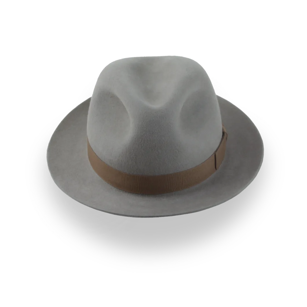 Grey Classic Center Dent Fedora Hat In Plush Fur Felt | The Icon - Agnoulita Hats 5 
