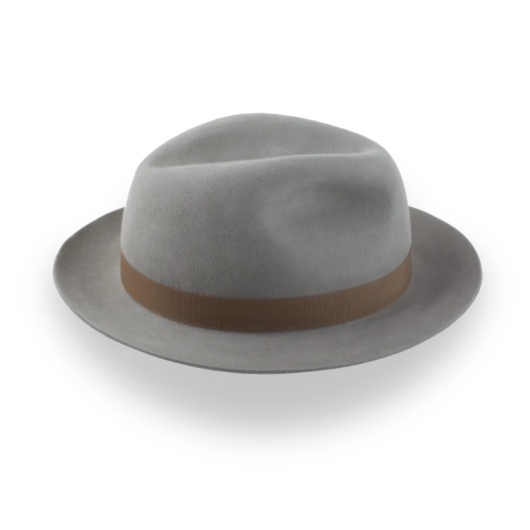 Grey Classic Center Dent Fedora Hat In Plush Fur Felt | The Icon - Agnoulita Hats 6 