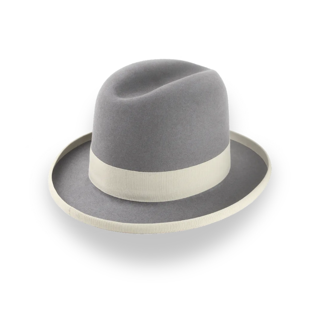 Grey Homburg Hat in Rich Beaver Fur Felt | The Ambassador - Agnoulita Hats 4 