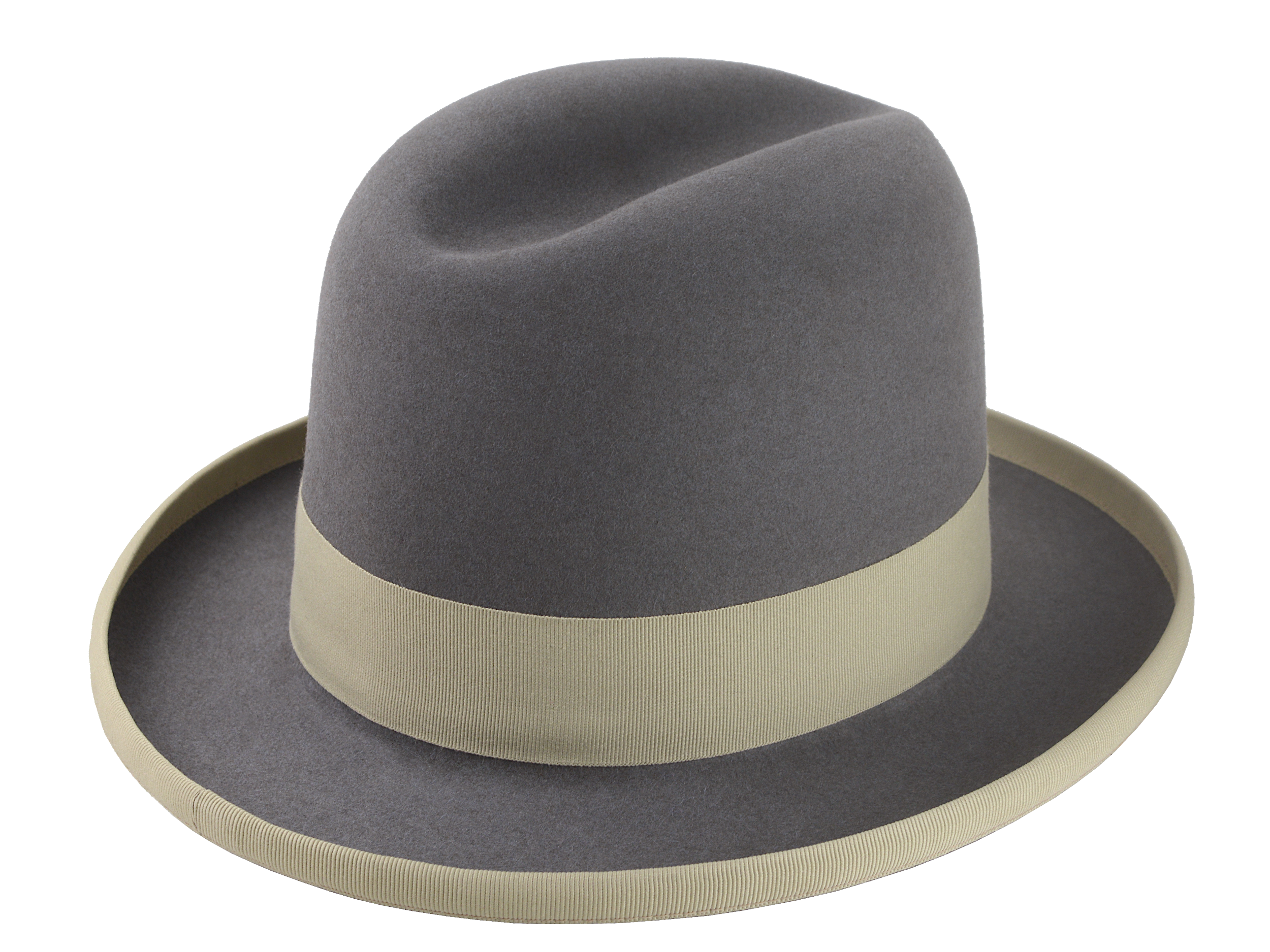 Beaver Felt Homburg Fedora | The AMBASSADOR | Custom Handmade Hat Agnoulita Hats 5 | Beaver fur felt, Center-dent, Custom Beaver Fedora, Grey, Pewter Grey