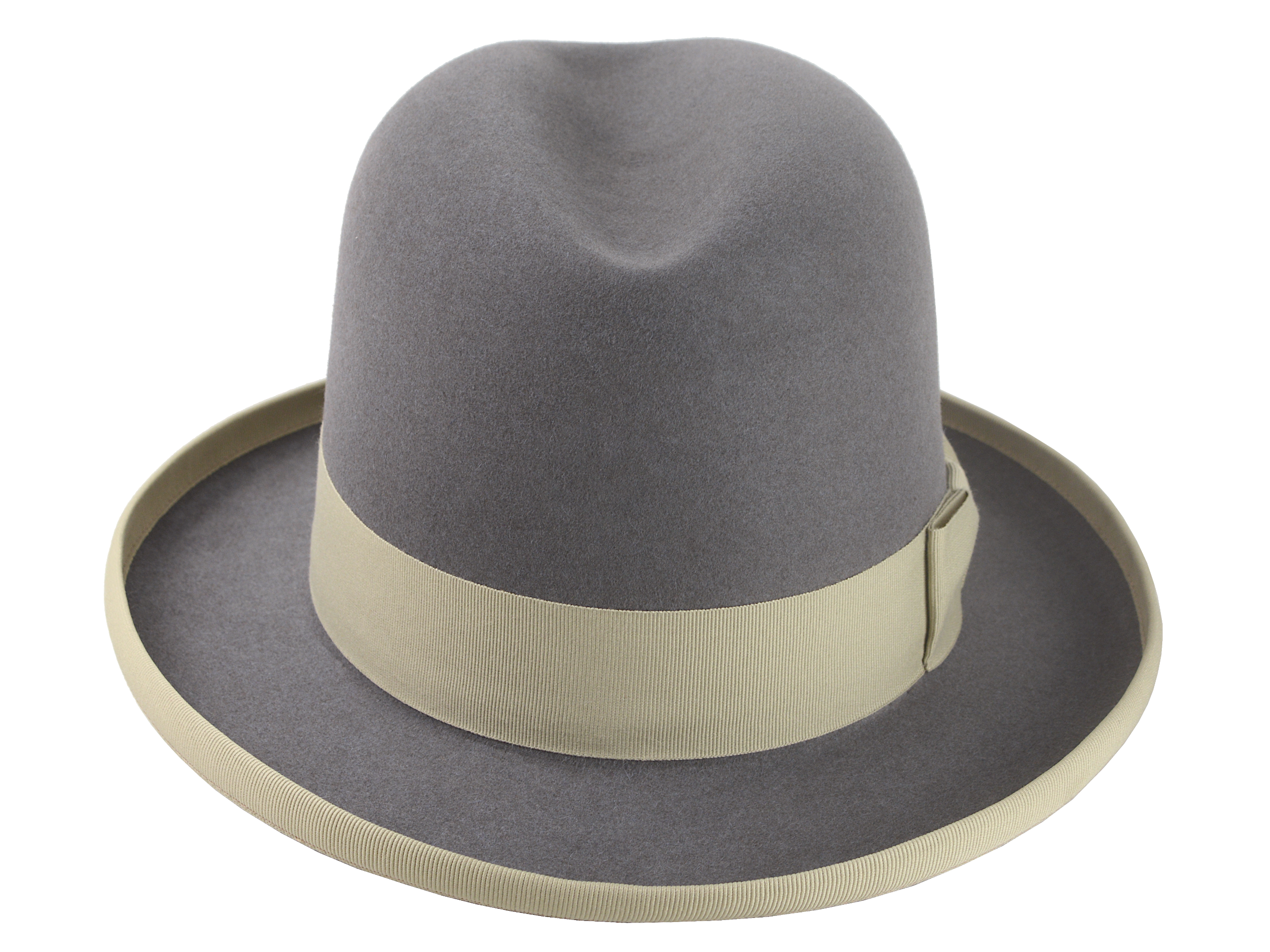 Beaver Felt Homburg Fedora | The AMBASSADOR | Custom Handmade Hat Agnoulita Hats 6 | Beaver fur felt, Center-dent, Custom Beaver Fedora, Grey, Pewter Grey