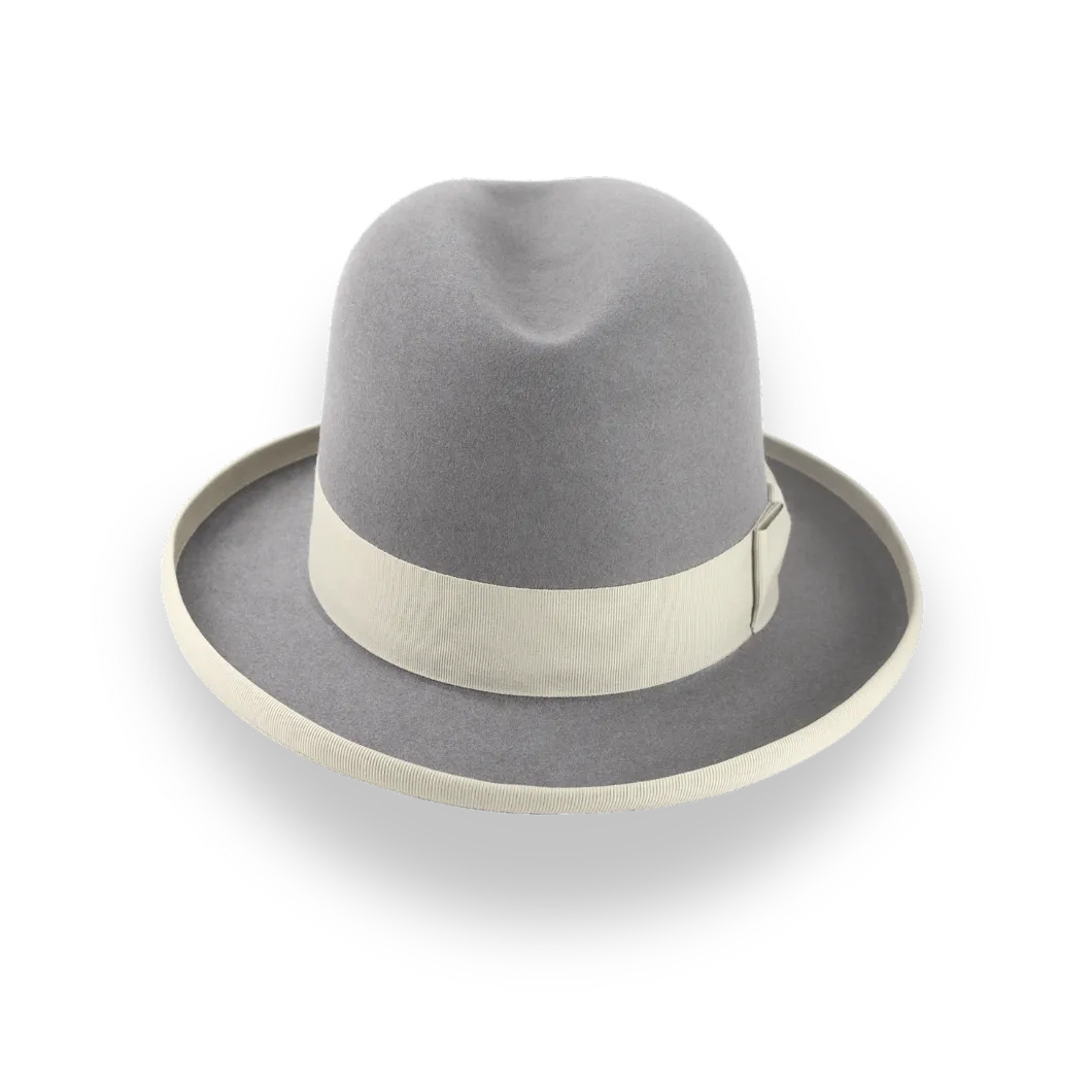 Grey Homburg Hat in Rich Beaver Fur Felt | The Ambassador - Agnoulita Hats 6 
