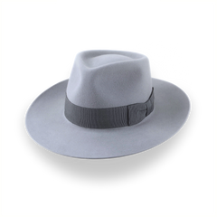 Sombrero Fedora Gris de Ala Ancha en Elegante Fieltro de Piel | The Laird