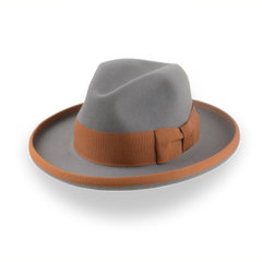 Grå bredbrättad Fedora i Homburg Hat-stil | The Solaris