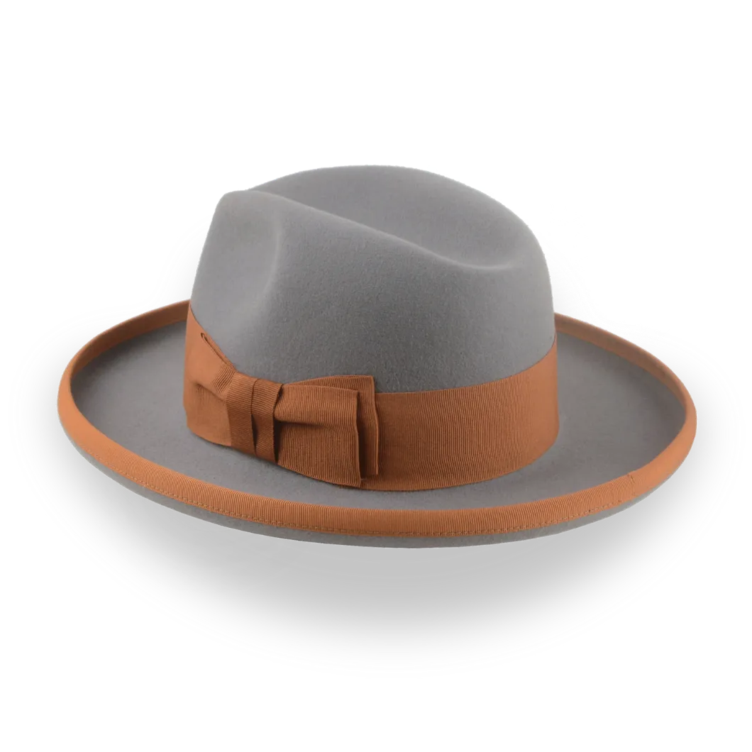 Grey Wide Brim Fedora in a Homburg Hat Style  | The Solaris - Agnoulita Hats 3 
