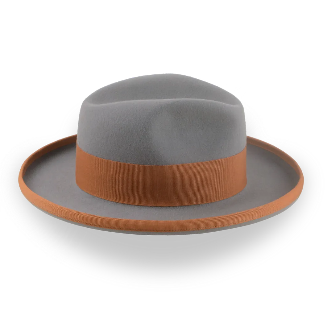 Grey Wide Brim Fedora in a Homburg Hat Style  | The Solaris - Agnoulita Hats 5 