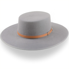 Chapeau de cow-boy gris à bord large et à dessus plat en feutre de fourrure de haute qualité | The Tycoon