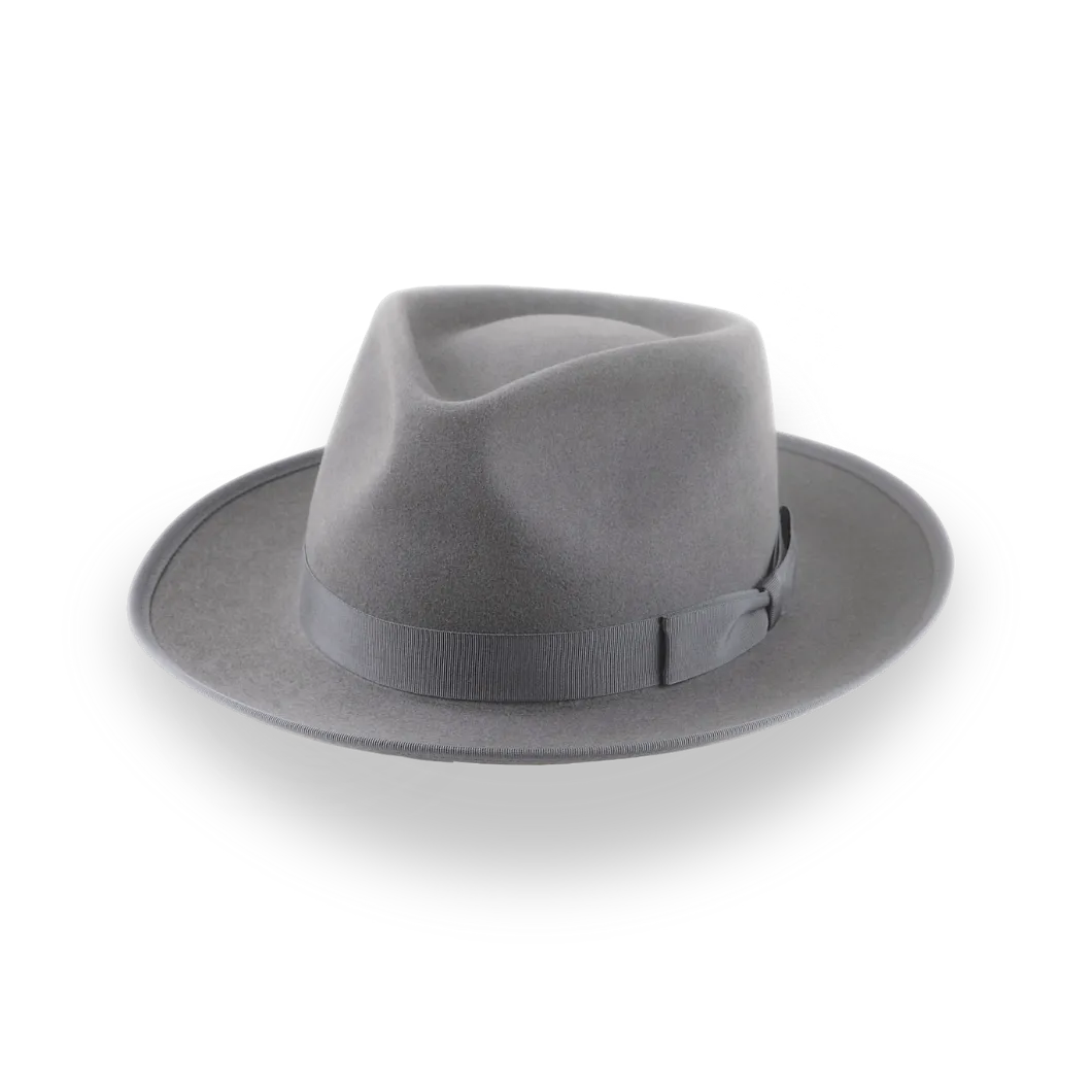 Grey Wide Brim Western Fedora in Premium Beaver Fur Felt | The Ulysses - Agnoulita Hats 1 