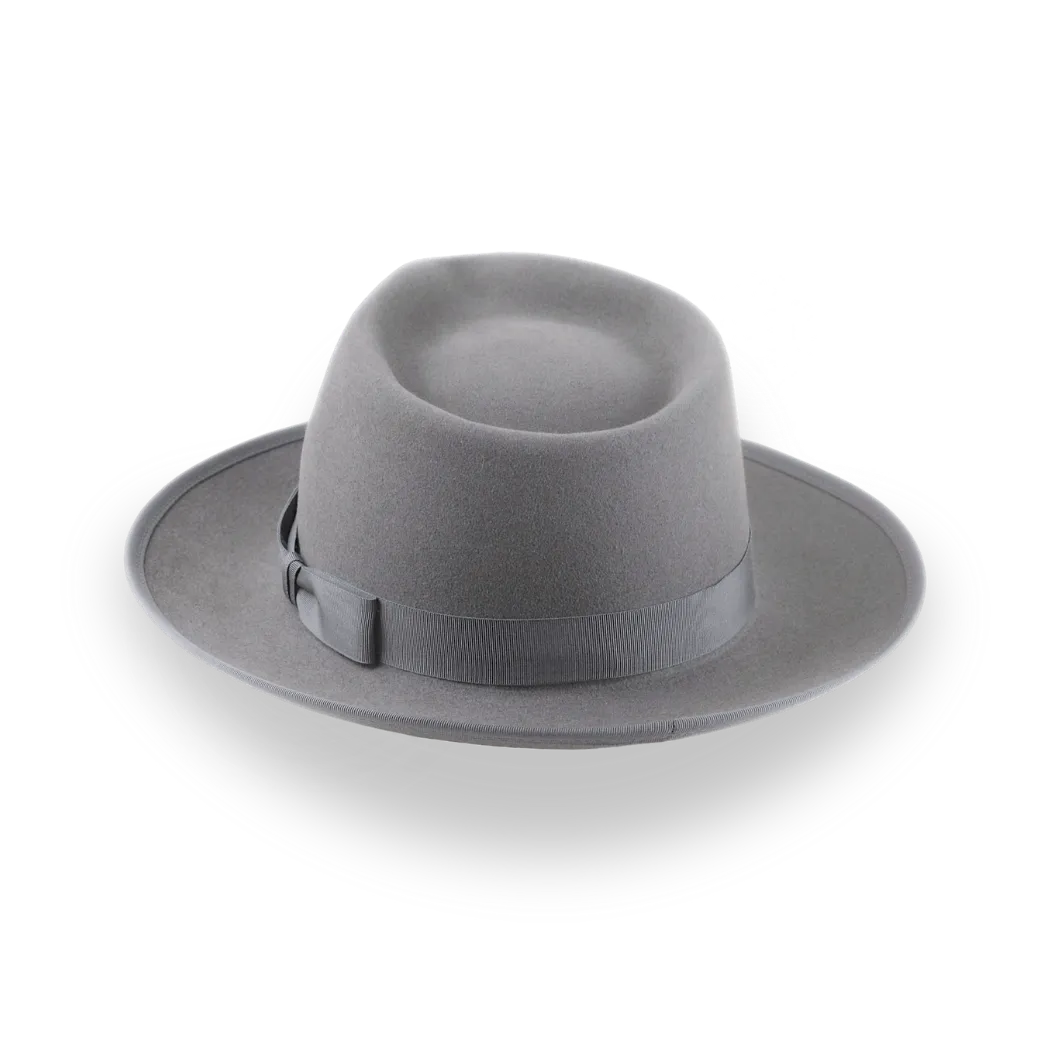 Grey Wide Brim Western Fedora in Premium Beaver Fur Felt | The Ulysses - Agnoulita Hats 3 