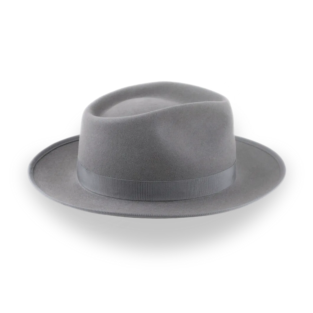 Grey Wide Brim Western Fedora in Premium Beaver Fur Felt | The Ulysses - Agnoulita Hats 5 