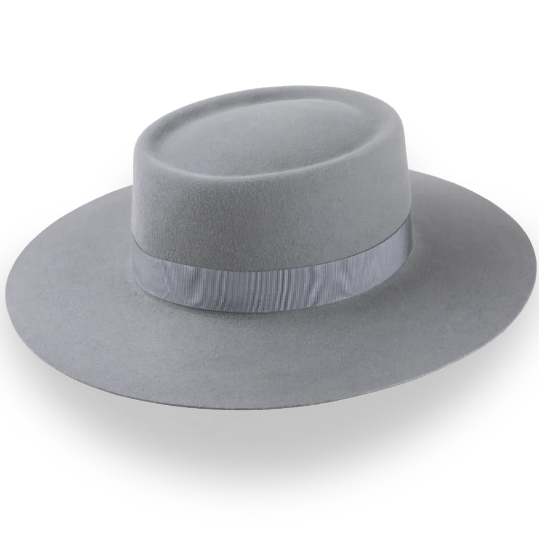 Grey Wide Brim Luxury Cowboy Hat in Durable Fur Felt | The Mesa - Agnoulita Hats 4 
