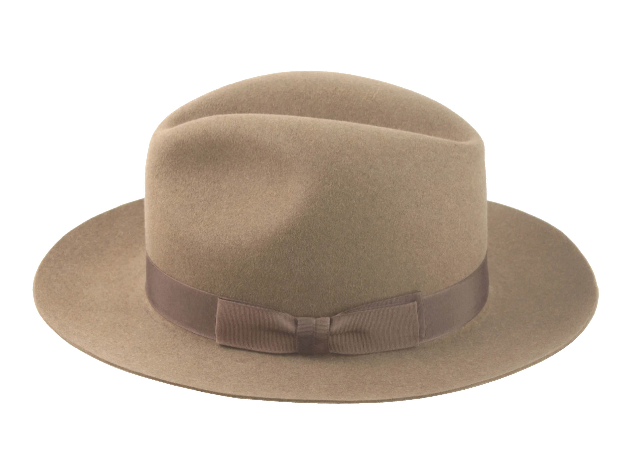 The Brando: Elegant syrup-colored 1 1/4" grosgrain ribbon hatband wrapped around the fedora | Agnoulita Hats