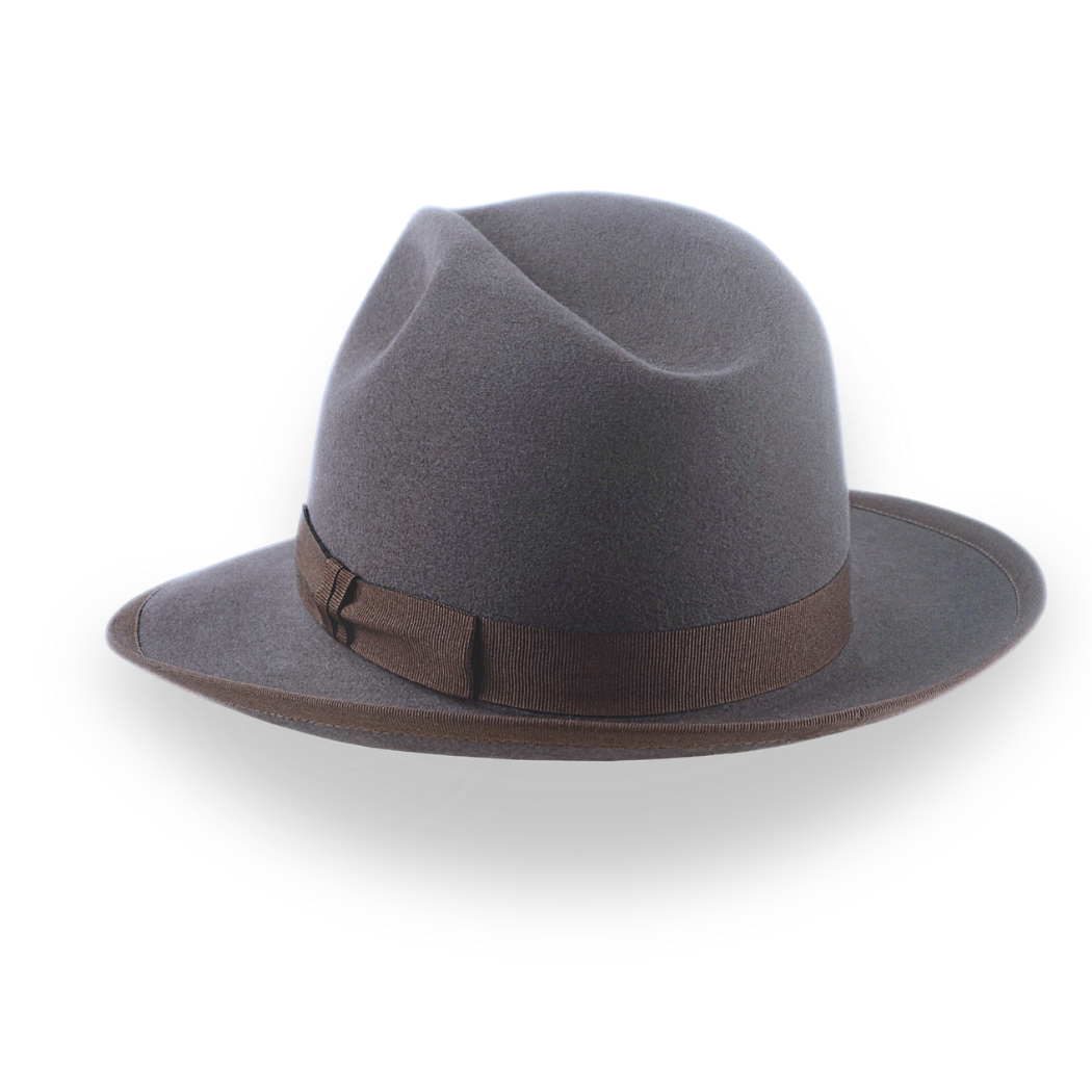 Handcrafted Classic Fedora in Caribou Grey Fur Felt | The Cavalieri - Agnoulita Hats 3 
